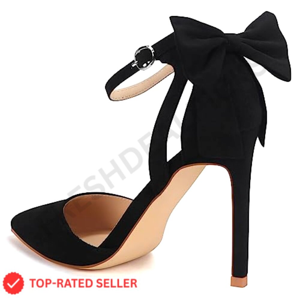 Closed Toe Heels Stiletto Sandals Bow Pumps Elegant Wedding Party Shoes - Picture 4 of 7